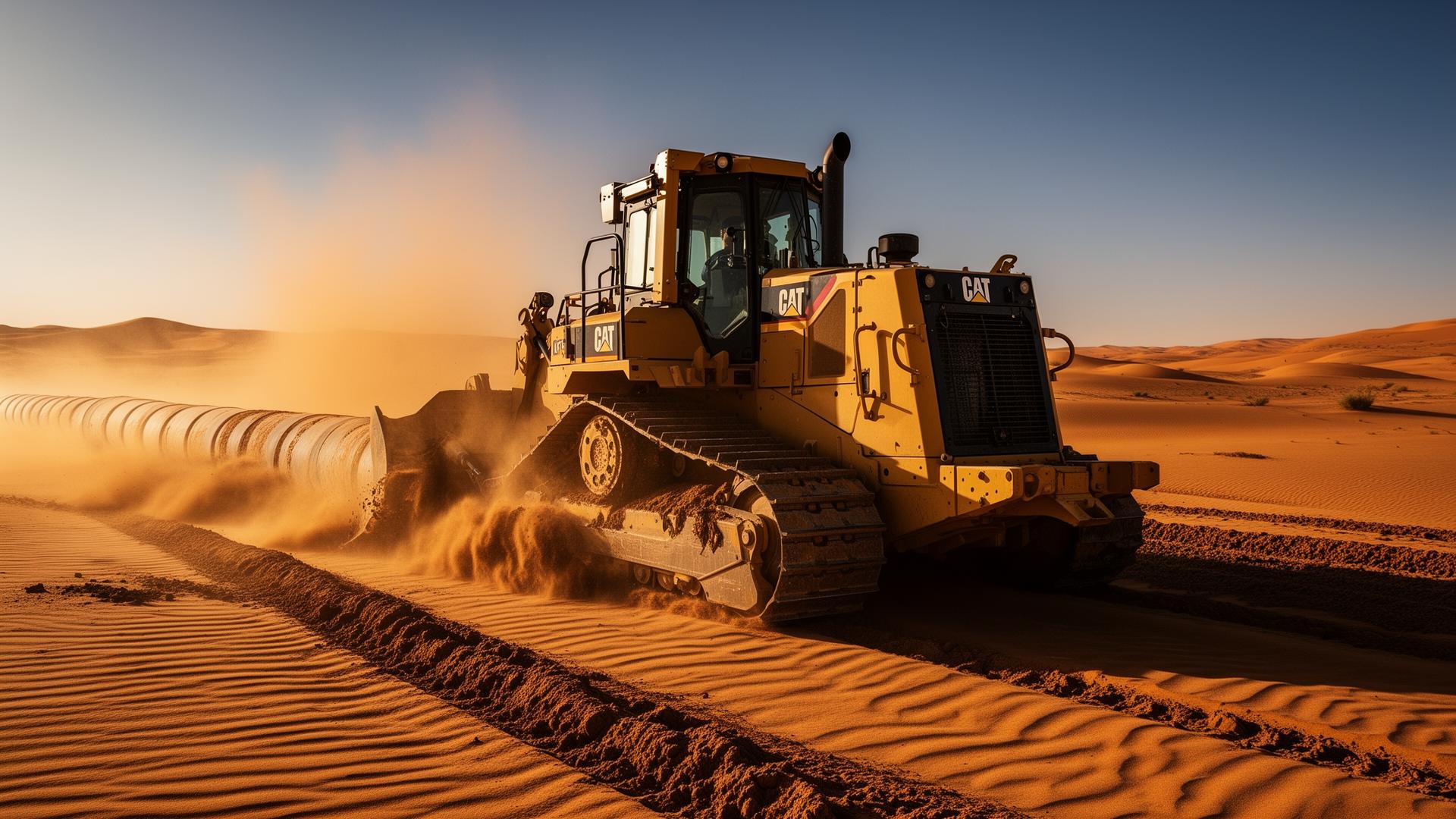 Caterpillar bulldozer clearing a pipeline route